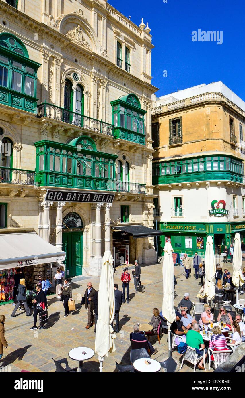 Valletta, Malta, Feb 27, 2020. Malta Valletta city centre in a sunny day. Stock Photo