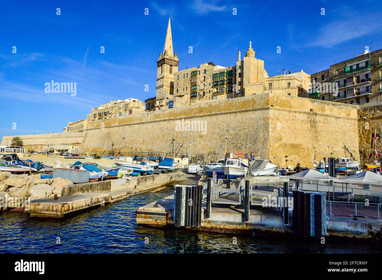 Valletta, Malta, Feb 28, 2020. Valletta Ferry Station (VFS) in a sunny day. Stock Photo