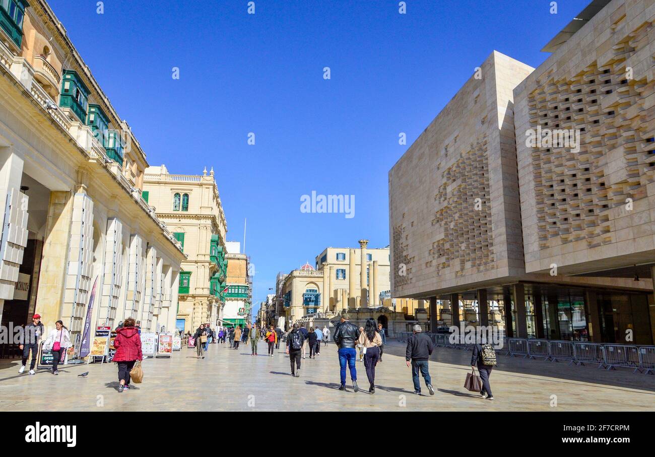 Valletta, Malta, Feb 27, 2020. Malta new Parliament building at Valletta city in a sunny day. Stock Photo