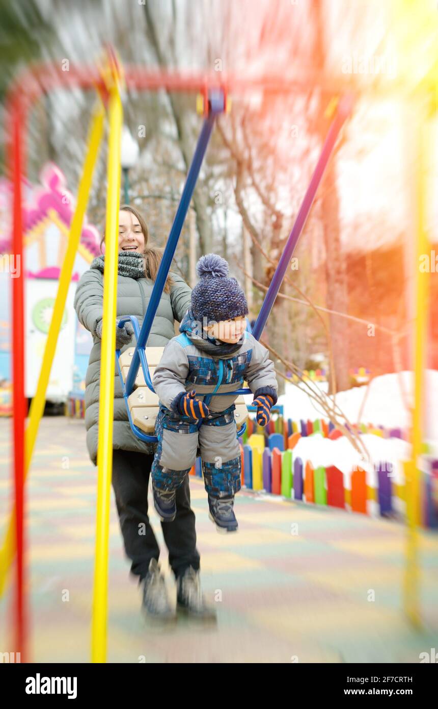 mother and child playing at the playground Stock Photo - Alamy