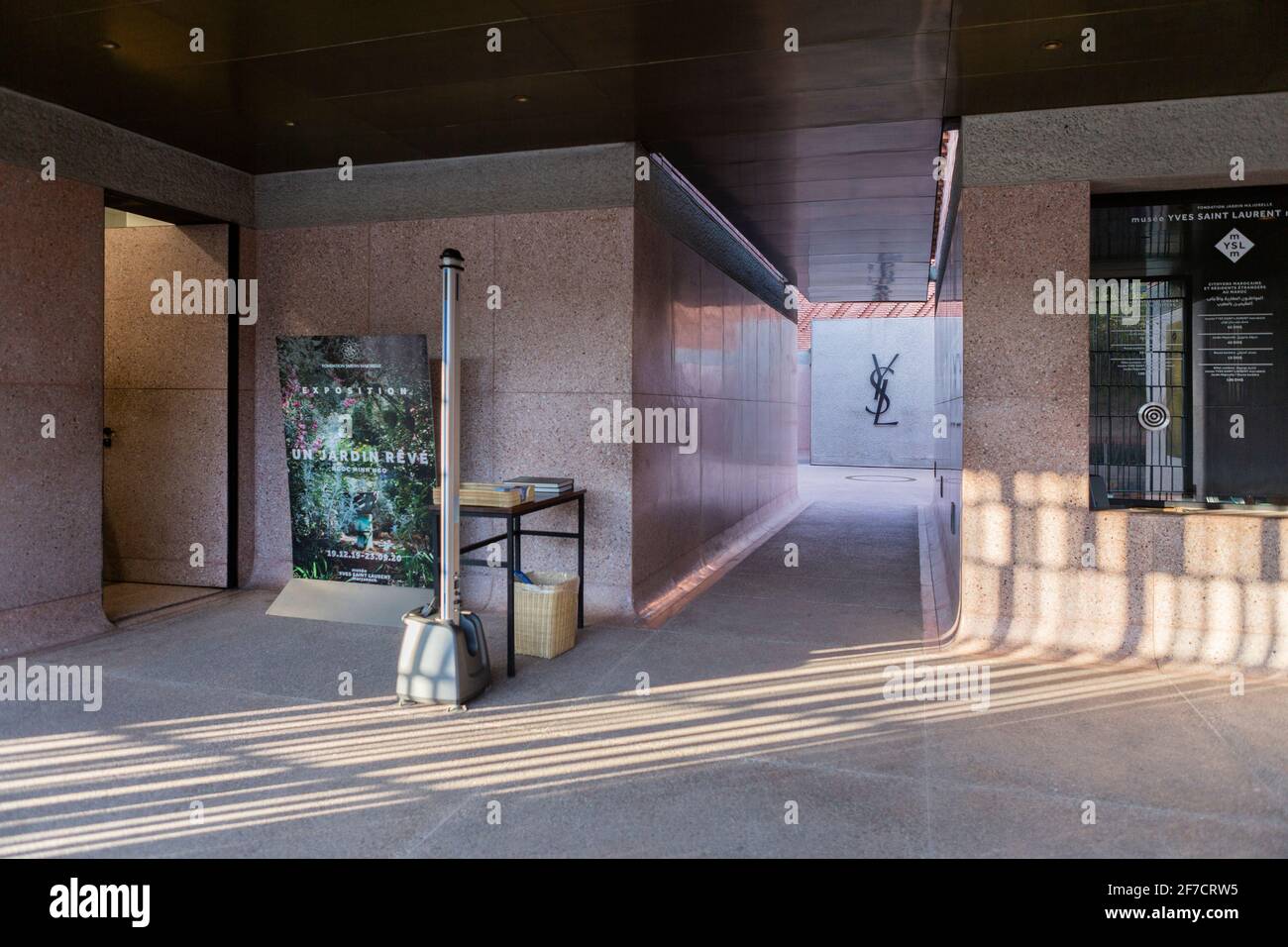 Entrance area with YSL monogram of Yves Saint Laurent Museum in Marrakech, Morocco Stock Photo