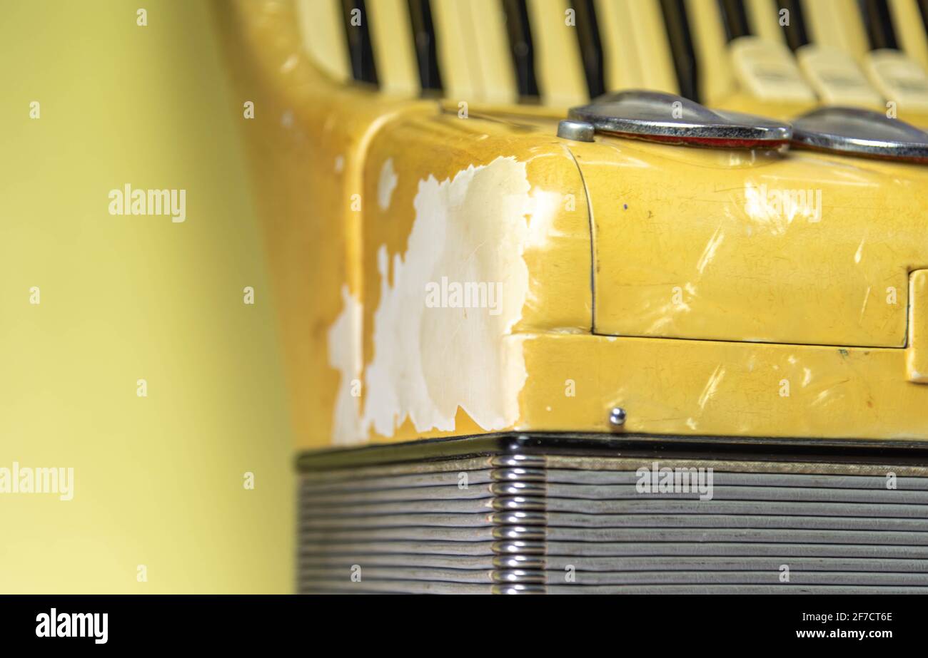 clipping of an old 120 bass musical accordion. Wind musical instrument