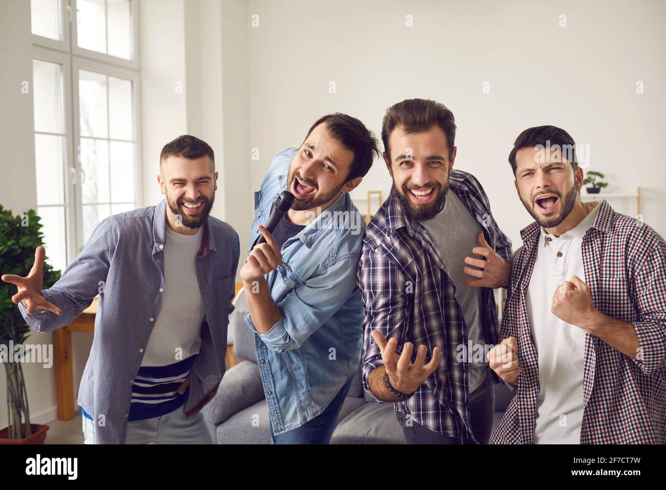 Home party and having fun for male company concept Stock Photo