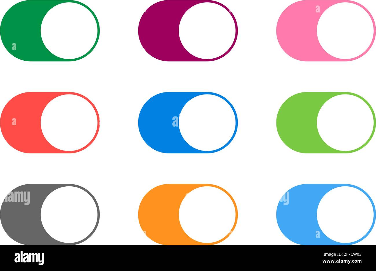 Modern flat set buttons switch toogle. 12x vector buttons . Stock Vector