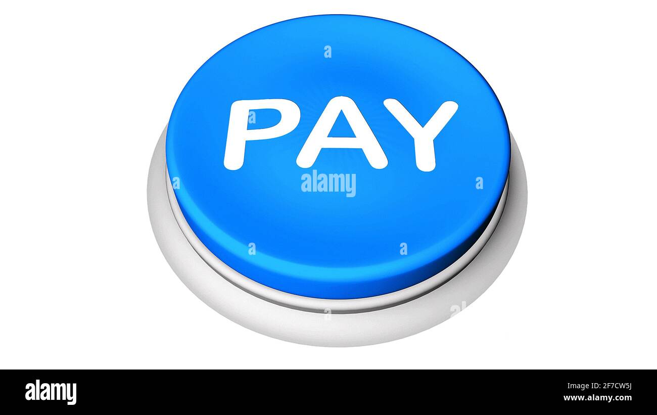 blue button with a word 'pay' Stock Photo