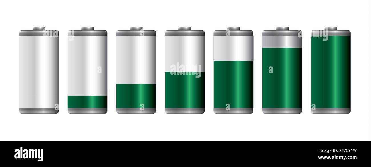 Battery charge level set illustration Stock Photo