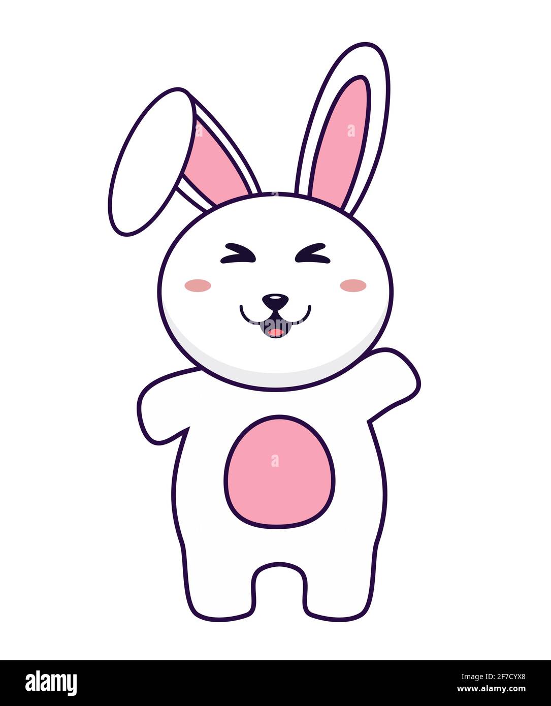 Rabbit vector illustration isolated on white background. Cartoon bunny ...