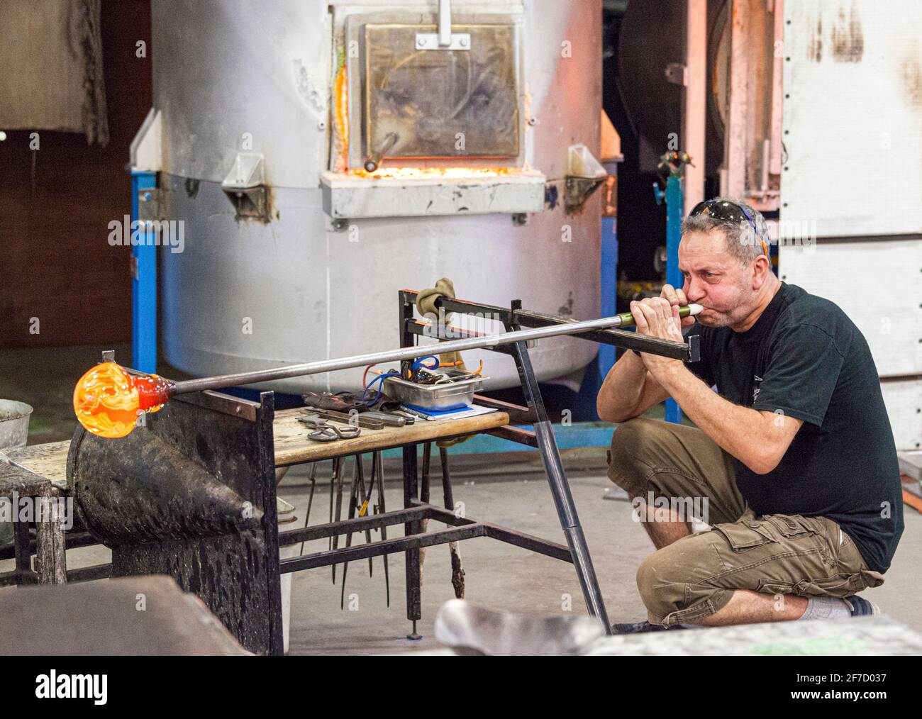 Glass blowing demonstration at The National Glass Centre in Sunderland