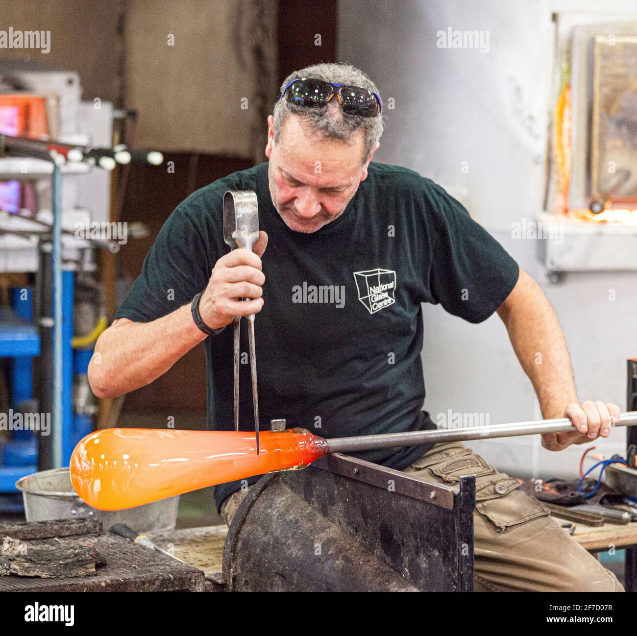 Glass blowing demonstration national glass hires stock photography and