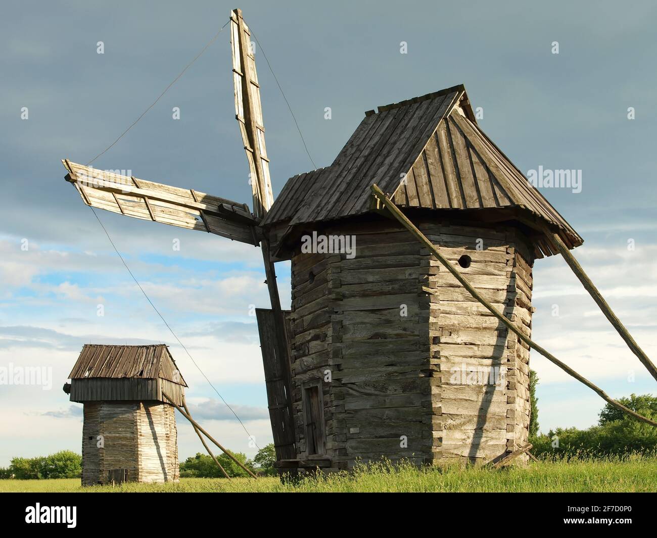 Pyrohovo open-air Museum of Folk Architecture windmill, Ukraine Stock Photo