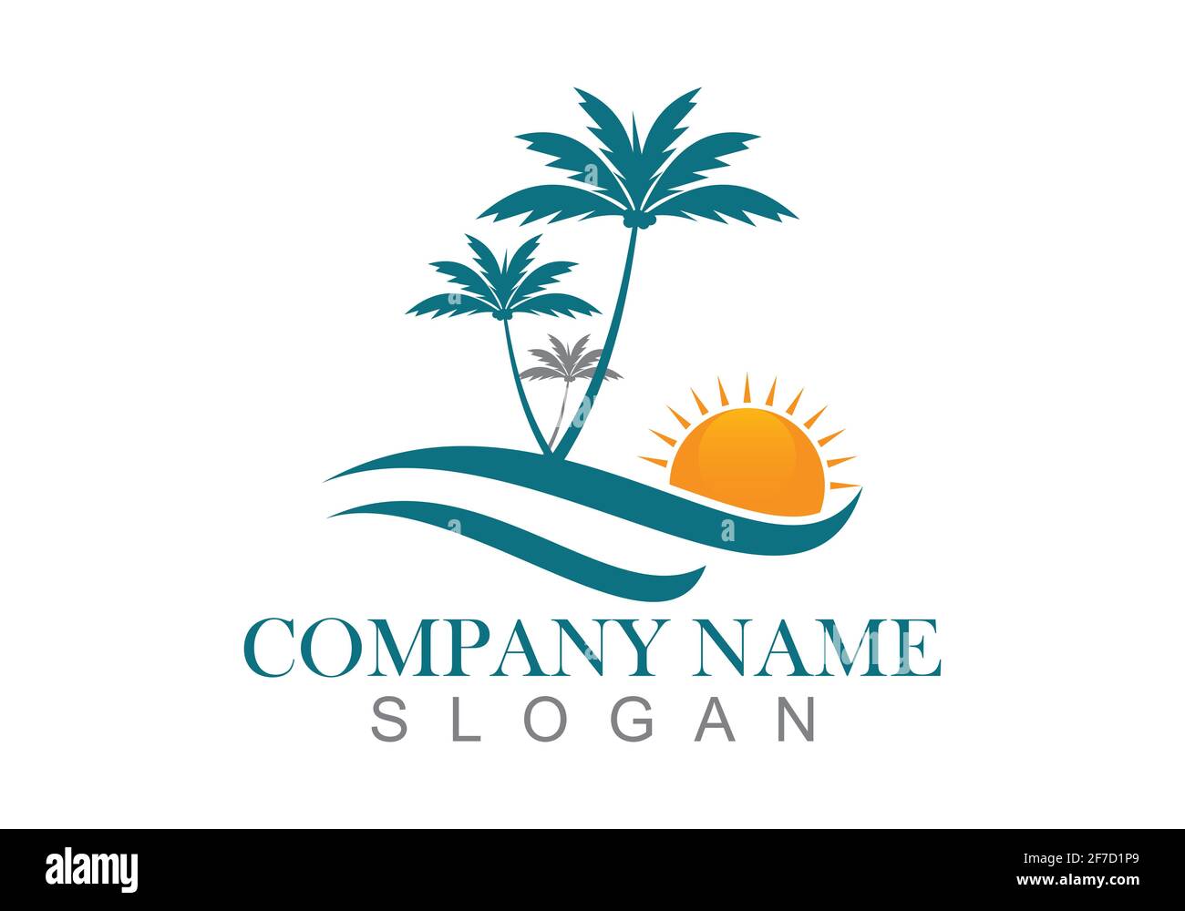 Palm tree summer logo design vector template illustration. Stock Vector