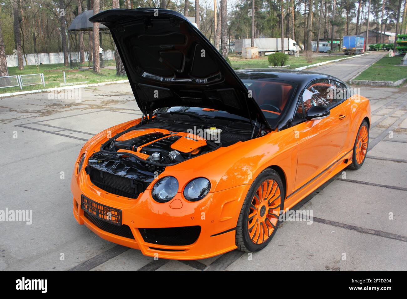Kiev, Ukraine - April 9, 2014: Luxury British car Bentley Continental GT Mansory Stock Photo