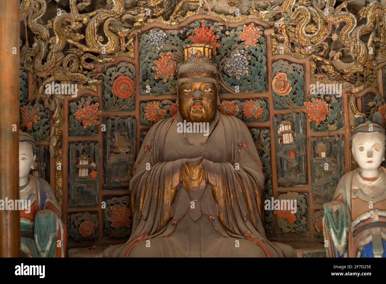Taoist statues in XuanKong Si (Hanging Temple)  at the foot of Hengshan Mountain in Shanxi Province, about 300 miles southwest of Beijing, China. Stock Photo