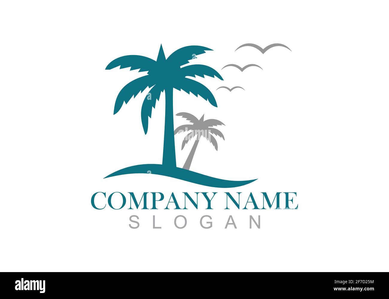 Palm tree summer logo design vector template illustration. Stock Vector