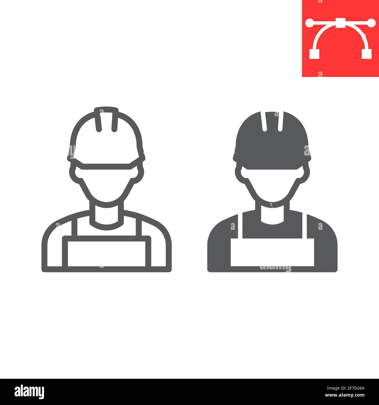 Construction Worker Line And Glyph Icon Engineer And Repairman Miner