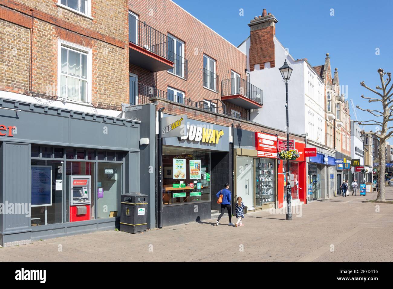 Banks and shops, High Street, Staines-upon-Thames, Surrey, England, United Kingdom Stock Photo