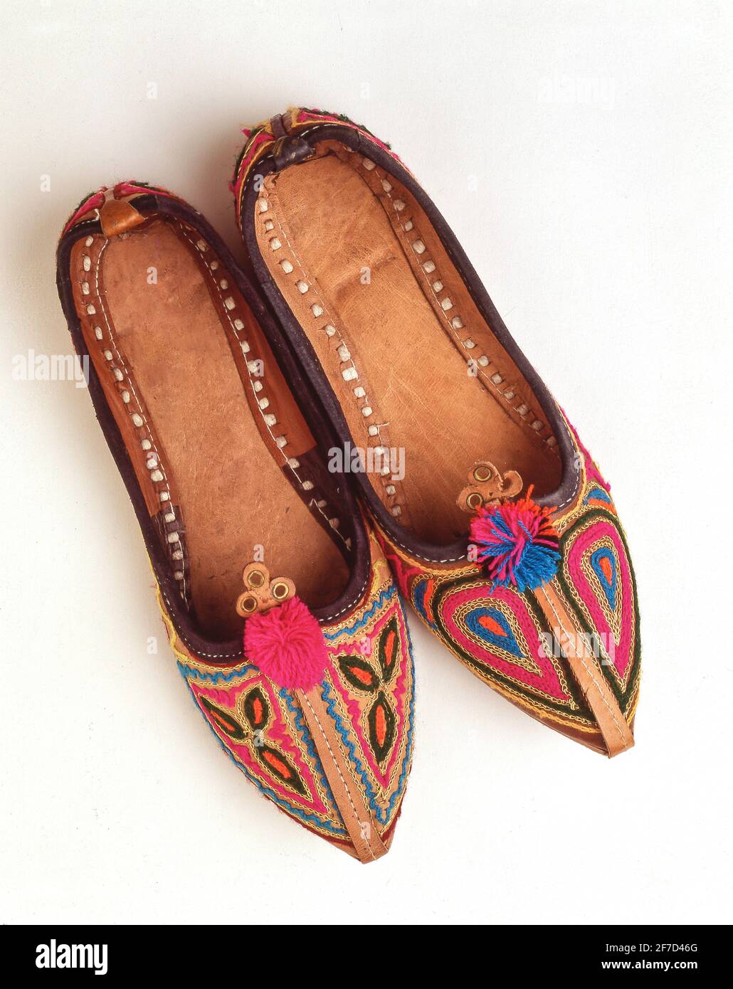 Moroccan decorative Babouche slippers, Medina, Tangier, Tangier-Tétouan Region, Morocco Stock Photo