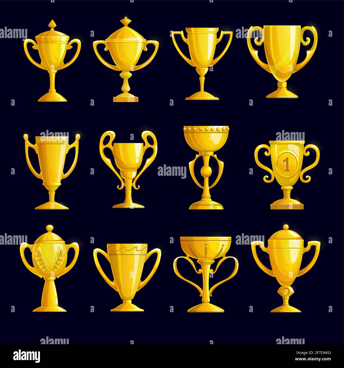 Winner cartoon golden trophy cups Stock Vector Image & Art - Alamy
