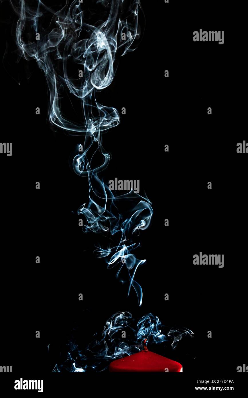 Grey smoke abstract texture, isolated effect with dark background Stock Photo