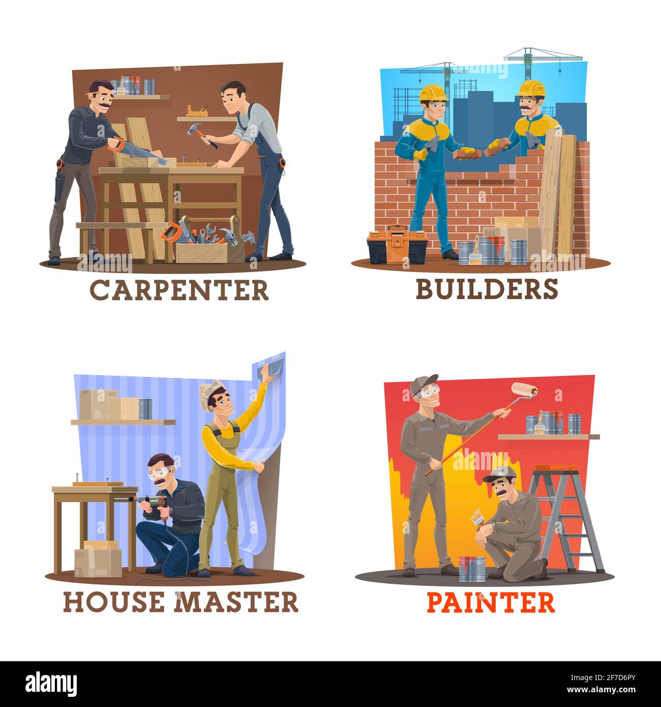 Carpenters, builders and painters. Construction Stock Vector