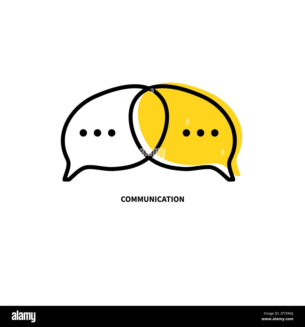 Two brains and comment bubbles. Communication icon. Empathy and negotiation logo. Support concept Stock Vector