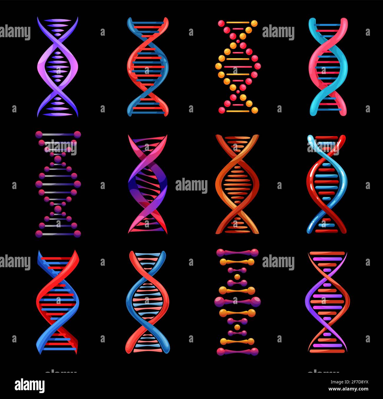 DNA helix isolated icons, genetics medicine Stock Vector Image & Art ...
