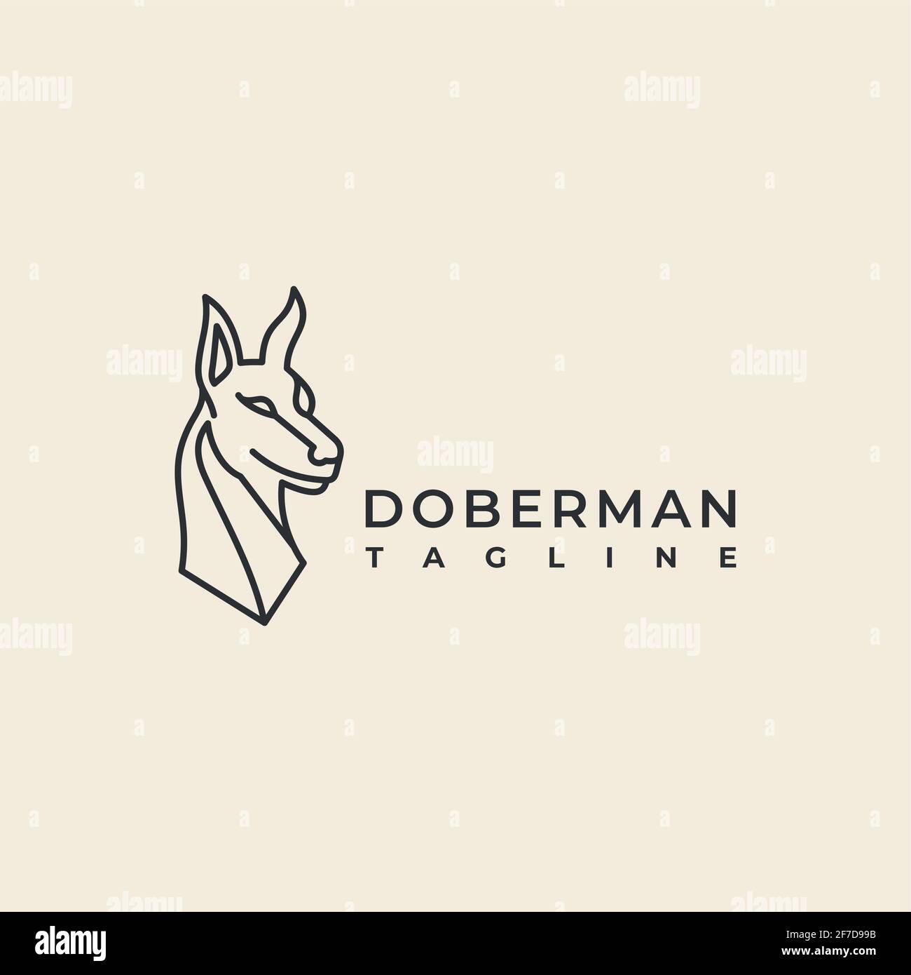 Line art Doberman Pinscher Logo Design Vector Illustration Stock Vector ...