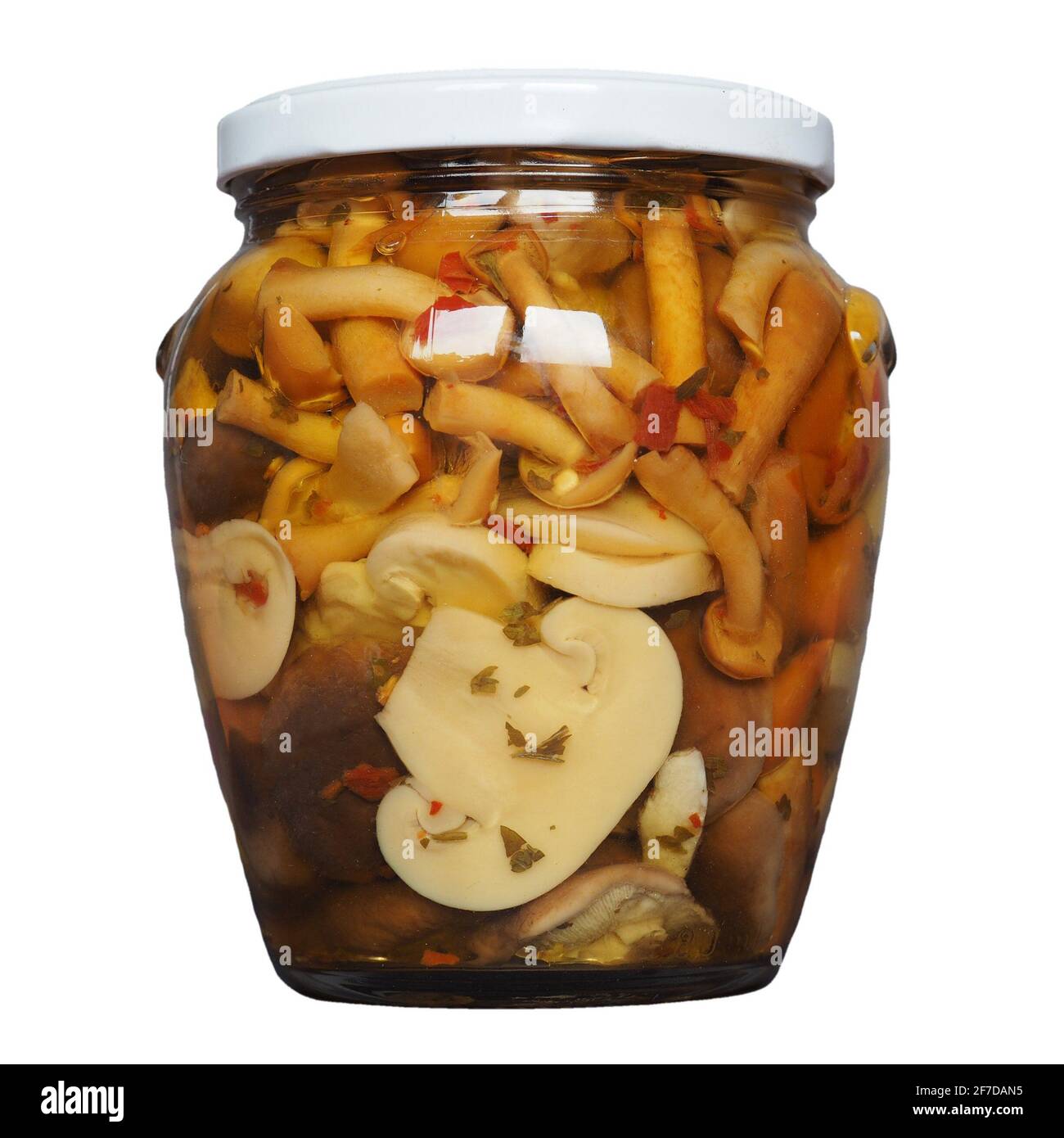 mushrooms in a jar isolated over white background Stock Photo Alamy