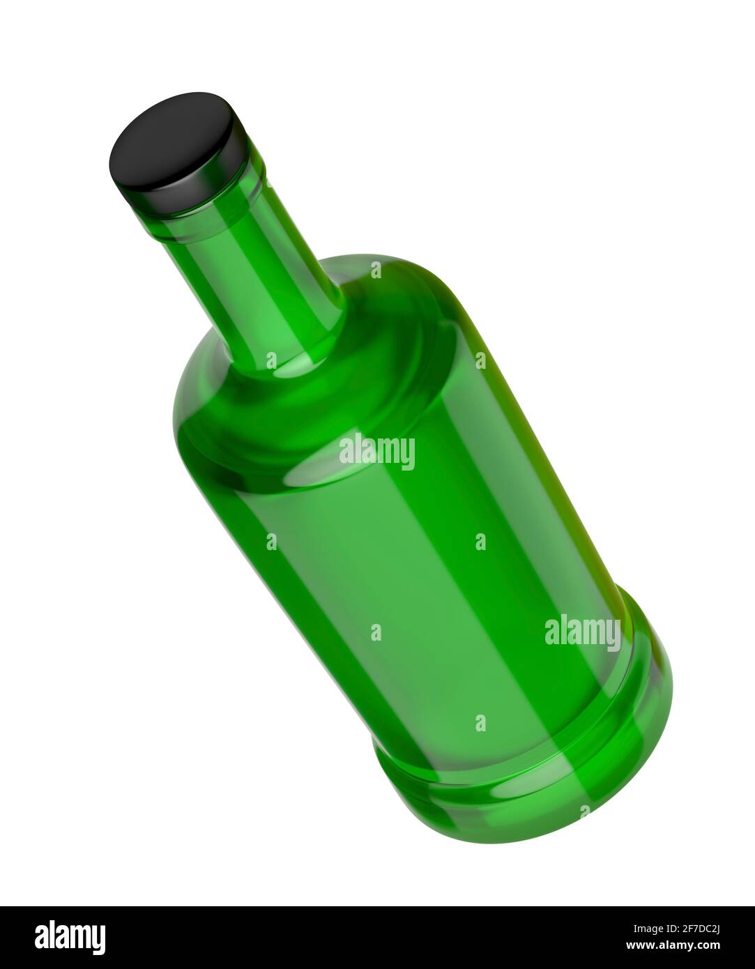 Green glass bottle, isolated on white background Stock Photo - Alamy