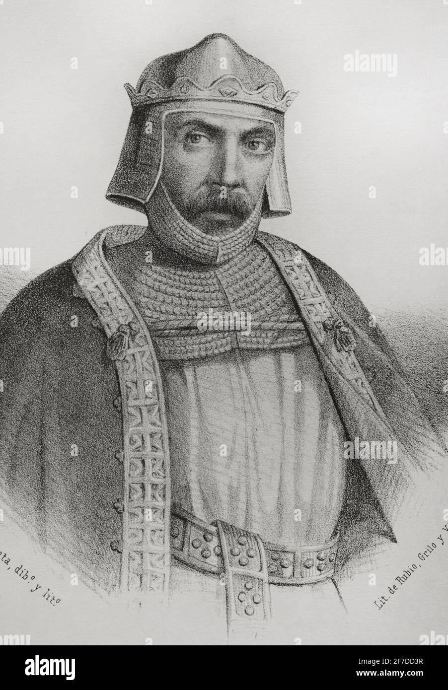Alfonso II of Asturias (c. 760-842). Called the Chaste. Illustration by ...