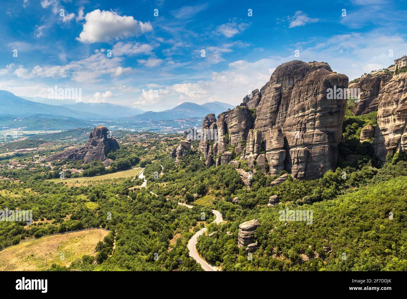 Monasteries on the top of rock in a beautiful summer day in Meteora ...