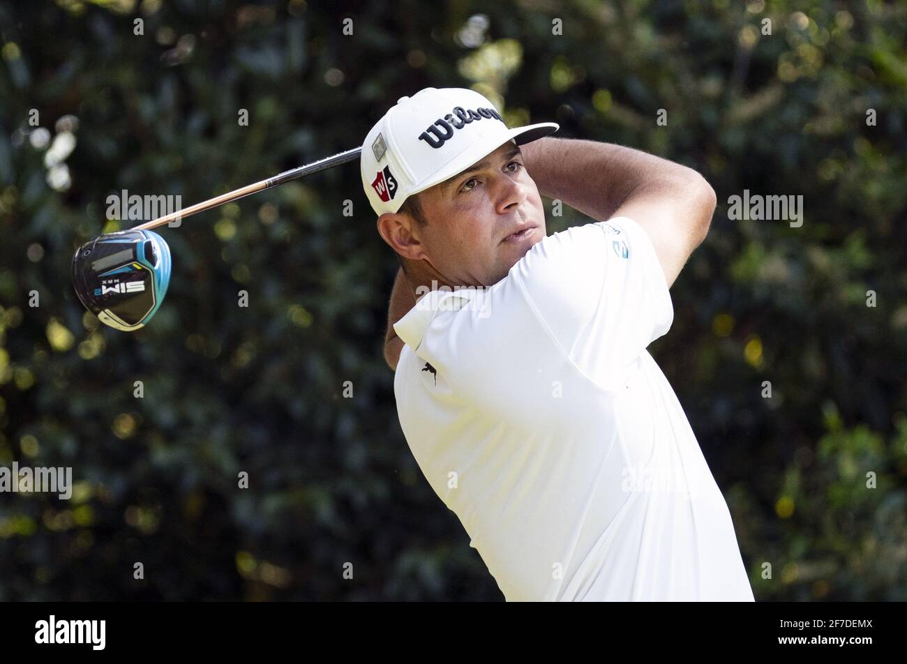 Augusta, United States. 06th Apr, 2021. Gary Woodland participates in a practice round before the start of the 2021 Masters Tournament at Augusta National in Augusta, Georgia on Tuesday, April 6, 2021. The Masters will start on Thursday, April 8th with limited in-person patron attendance. Photo by Kevin Dietsch/UPI Credit: UPI/Alamy Live News Stock Photo