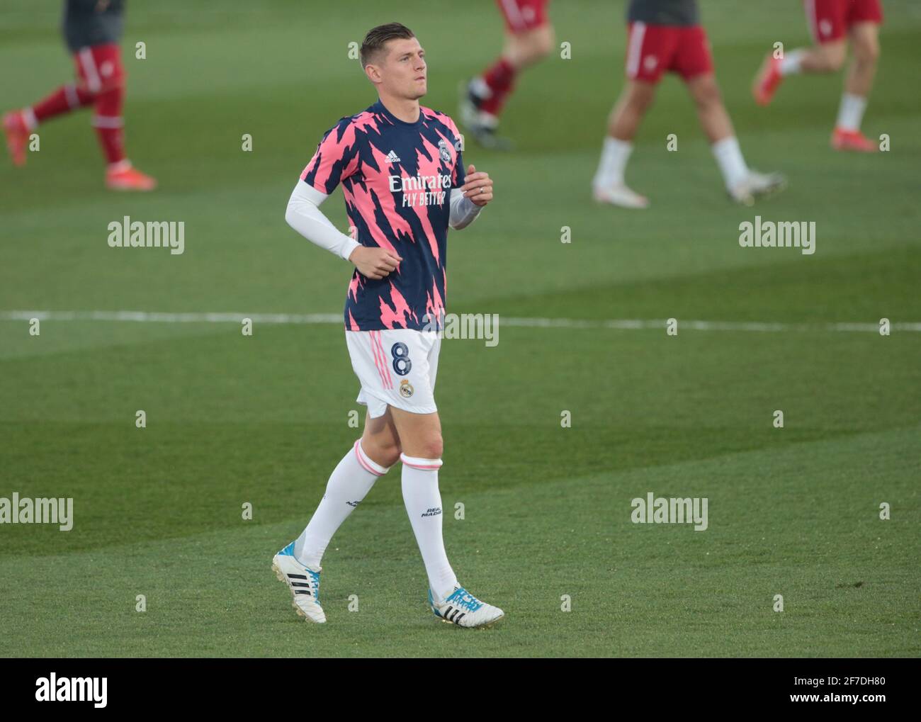 Madrid, Spain. 06th Apr, 2021. Madrid Spain; 06.04.2021.- Real Madrid against Liverpool Champions League quarter-finals 1st leg match held at the Alfredo Di Stefano Stadium in Madrid.Real Madrid player Toni Kroos | usage worldwide Credit: dpa/Alamy Live News Stock Photo