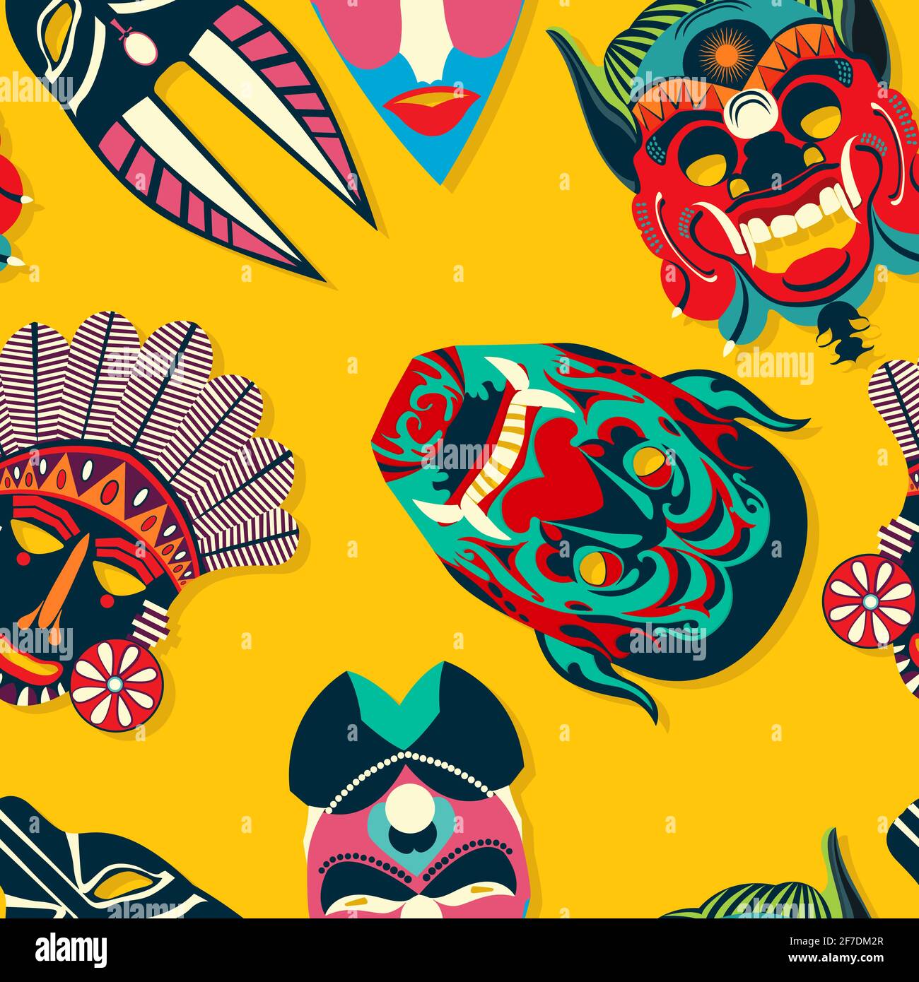 Tribal mask ethnic, seamless pattern vector design Stock Vector Image