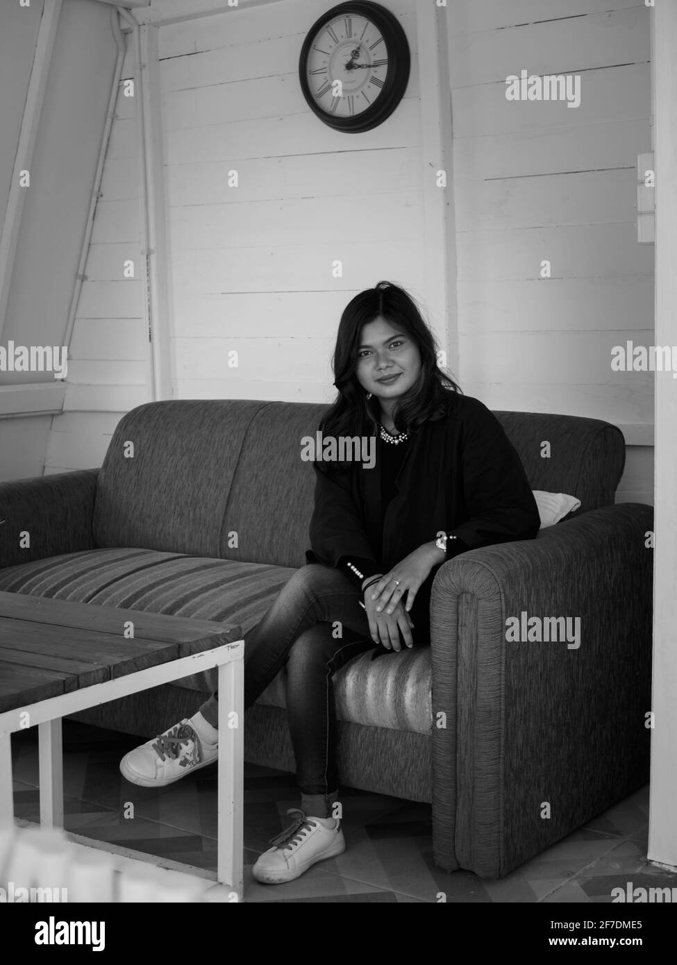 Black and White images of Indonesian Female Stock Photo