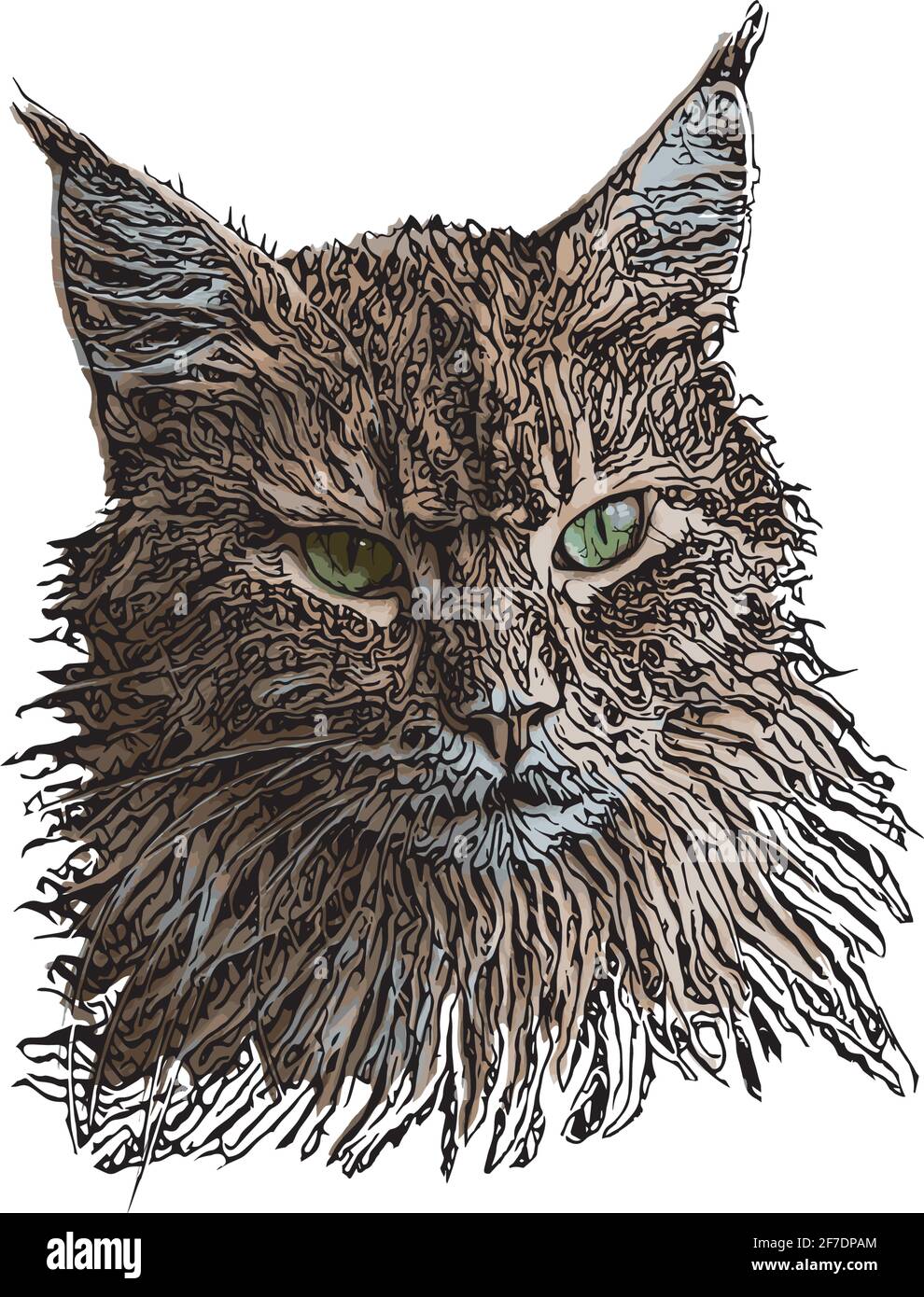 cat head vector illustration on white background Stock Vector
