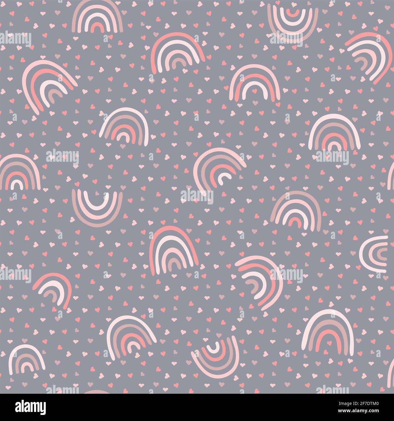 Baby seamless pattern with cute rainbows and hearts. Creative vector ...