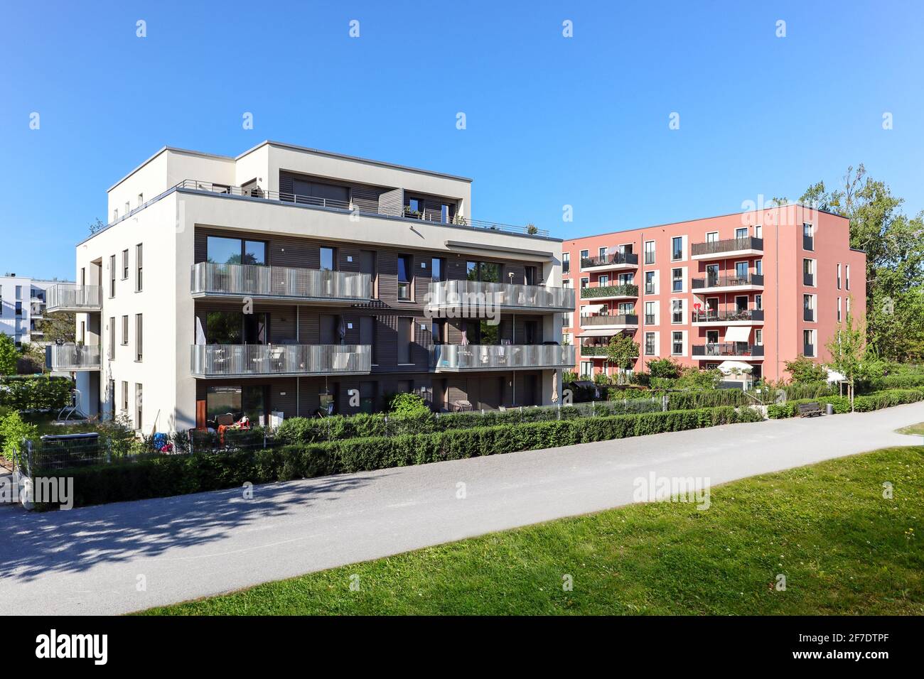 Cityscape with modern apartment buildings in a new residential area in ...