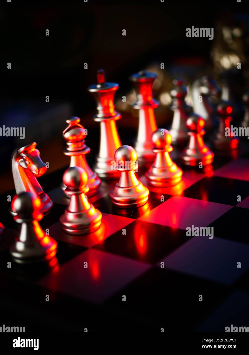 3D illustration Chess game on board. Concepts business ideas and strategy  ideas. Glass chess figures on a dark background with depth of field effects  Stock Photo - Alamy