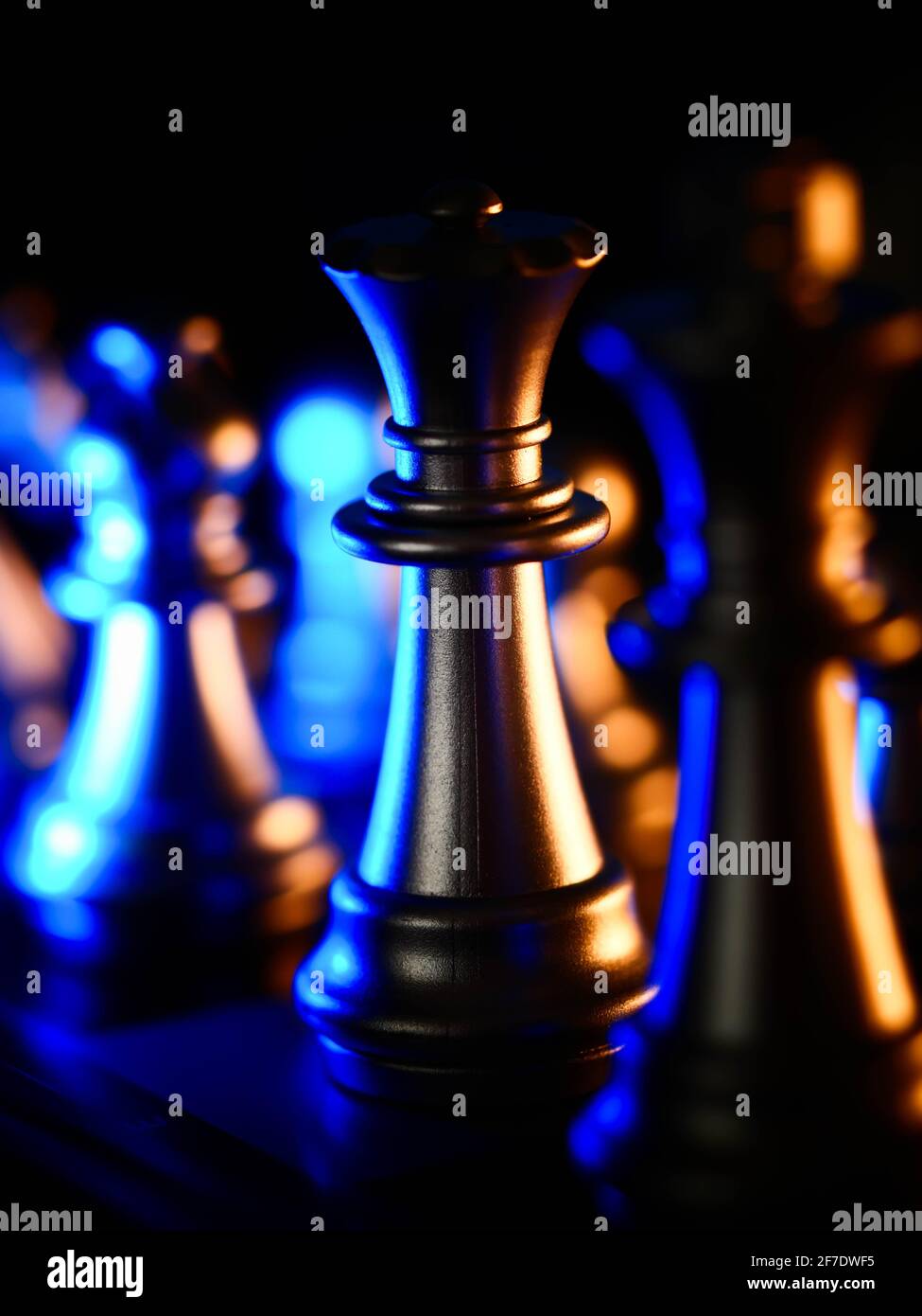 Golden chess board game. Strategy ideas concept business futuristic graphic icon. Stock Photo