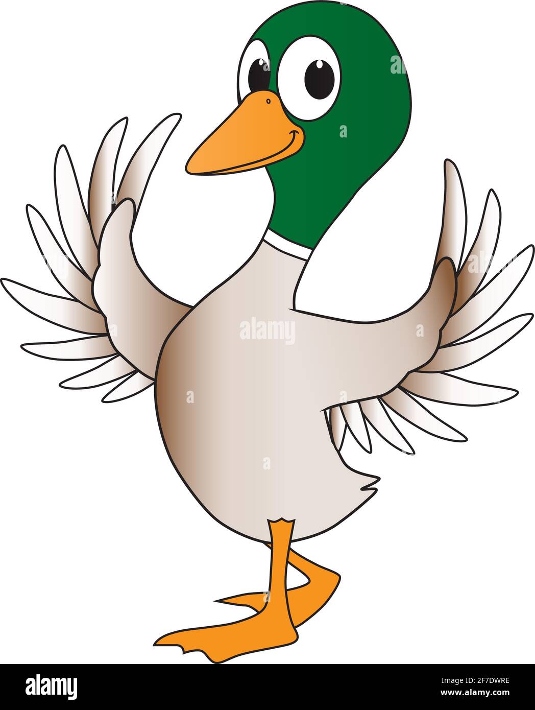 Cartoon illustration of a friendly cute duck Stock Photo - Alamy