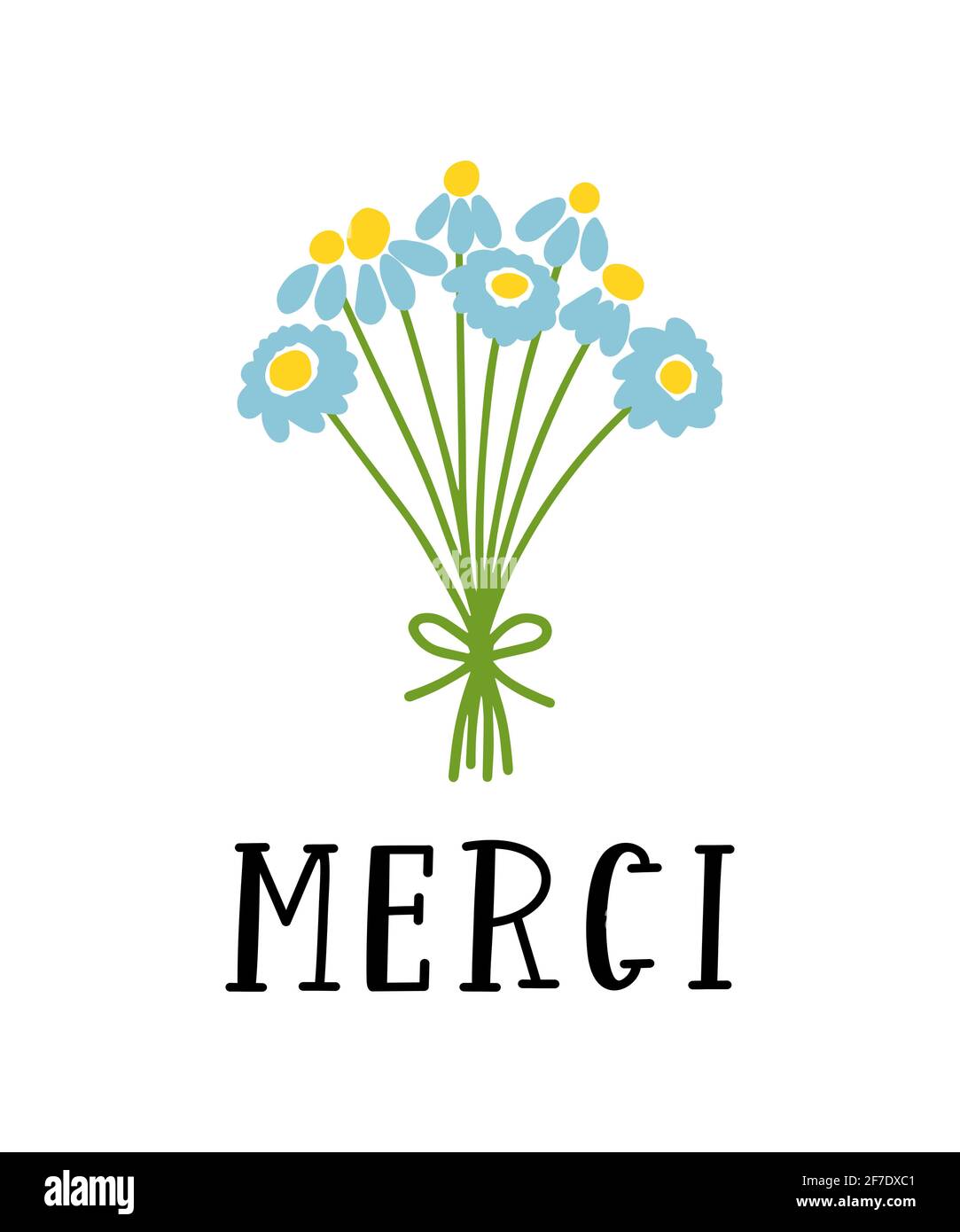 Hand sketched MERCI quote in French as logo. Translated Thank you