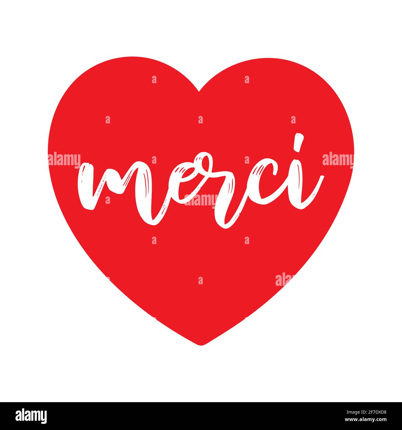Hand sketched MERCI quote in French as logo. Translated Thank you