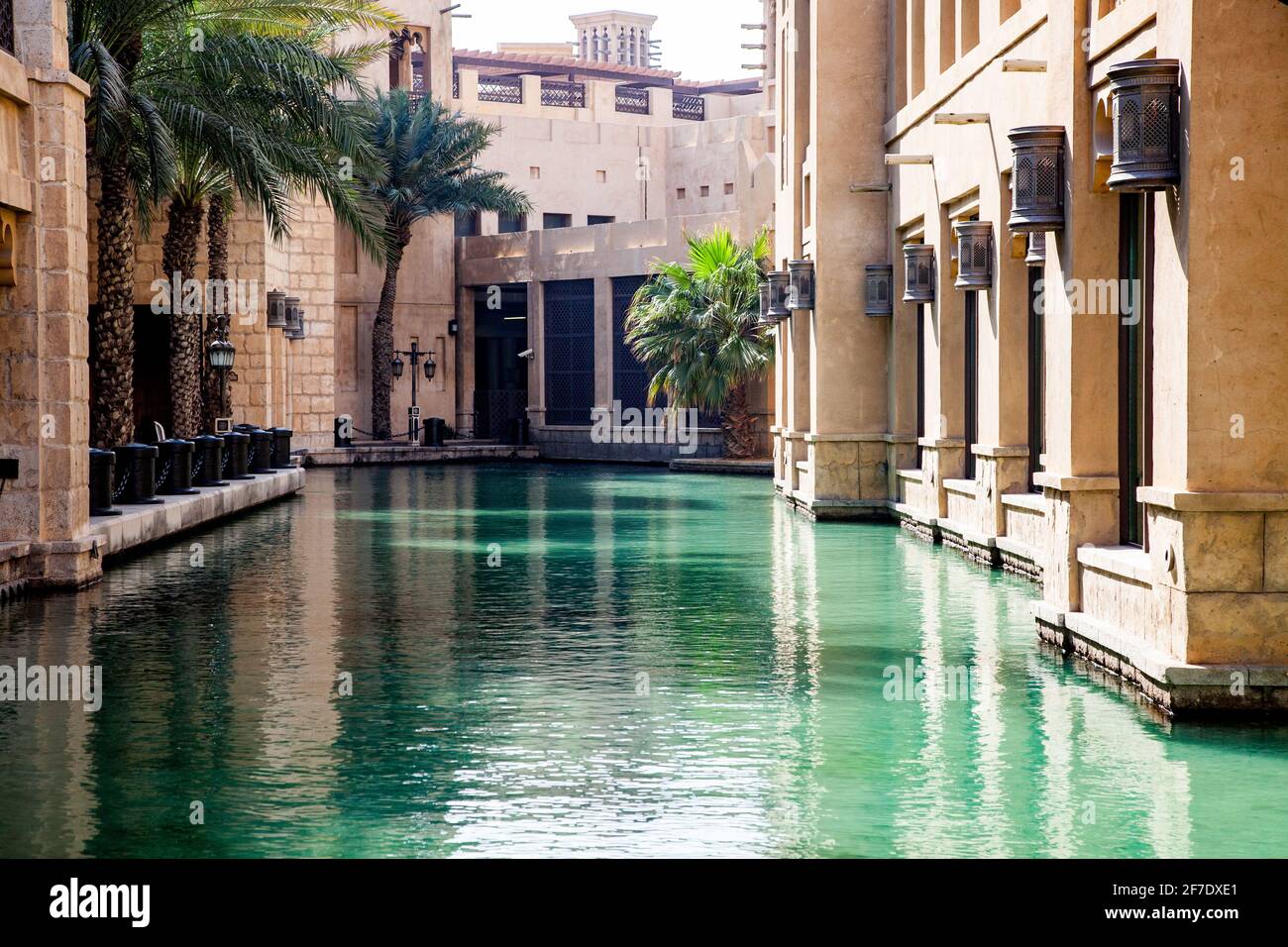 DUBAI, UAE - FEBRUARY, 2018: Madinat Jumeirah, a luxury resort which include hotels and souk spreding across over 40 hectars Stock Photo