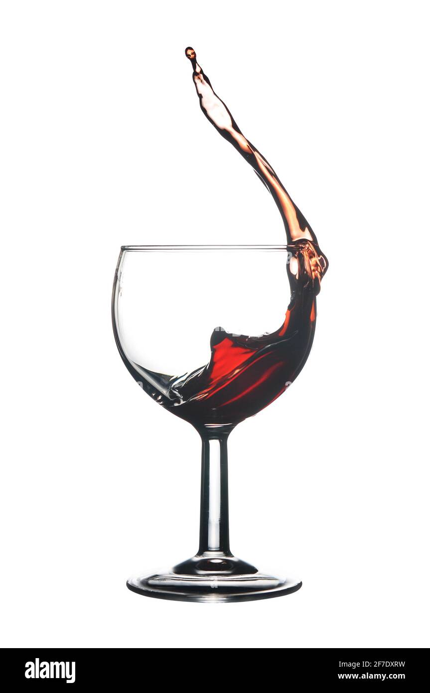 Red wine splash, isolated on white. Stock Photo