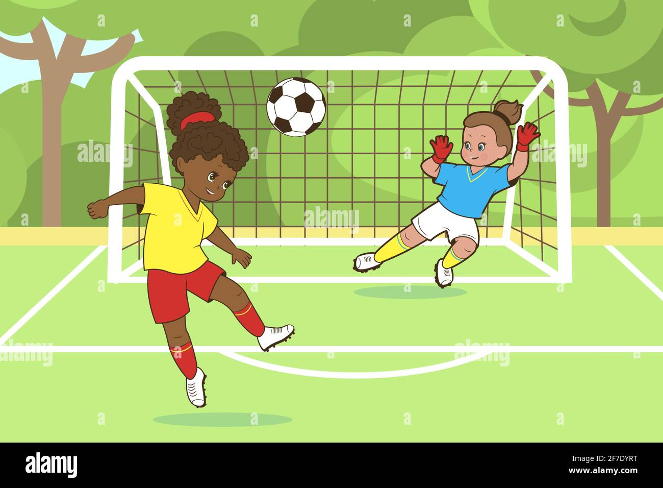 Girl kicking soccer ball on hires stock photography and images Alamy