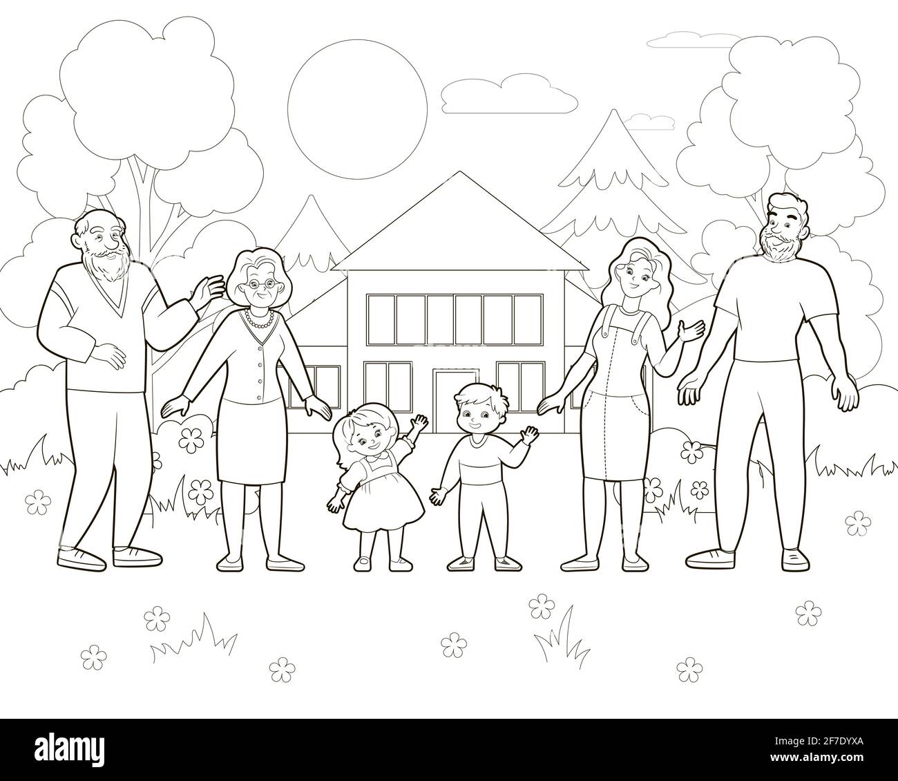 Cartoon illustration book father son hi-res stock photography and