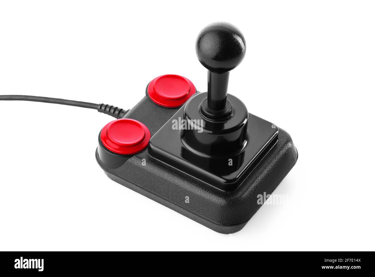 Retro joystick from 8-bit consoles. Game controller isolated on white background Stock Photo