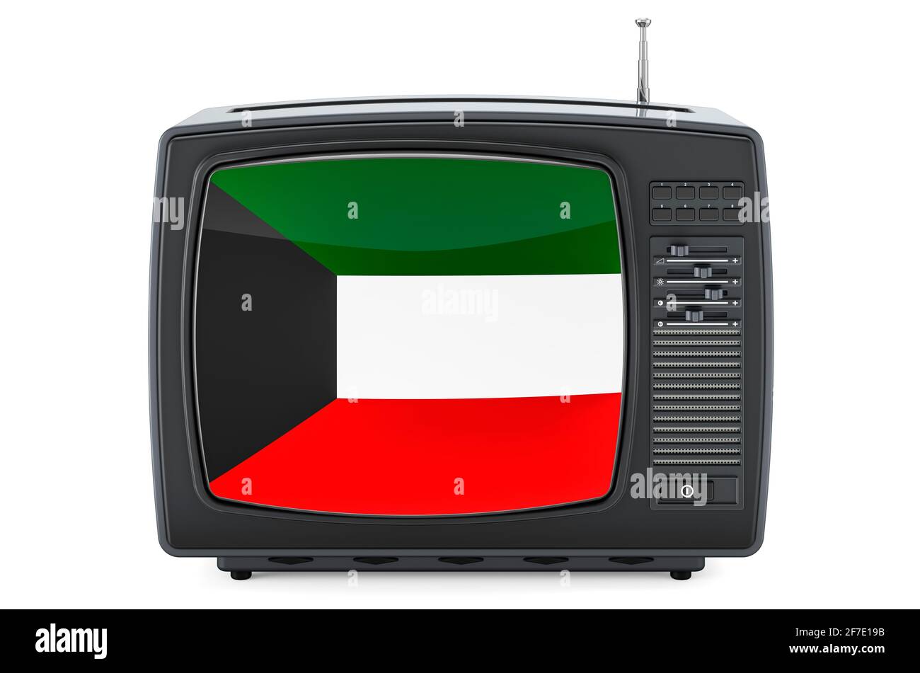 Kuwaiti Television concept. TV set with flag of Kuwait. 3D rendering