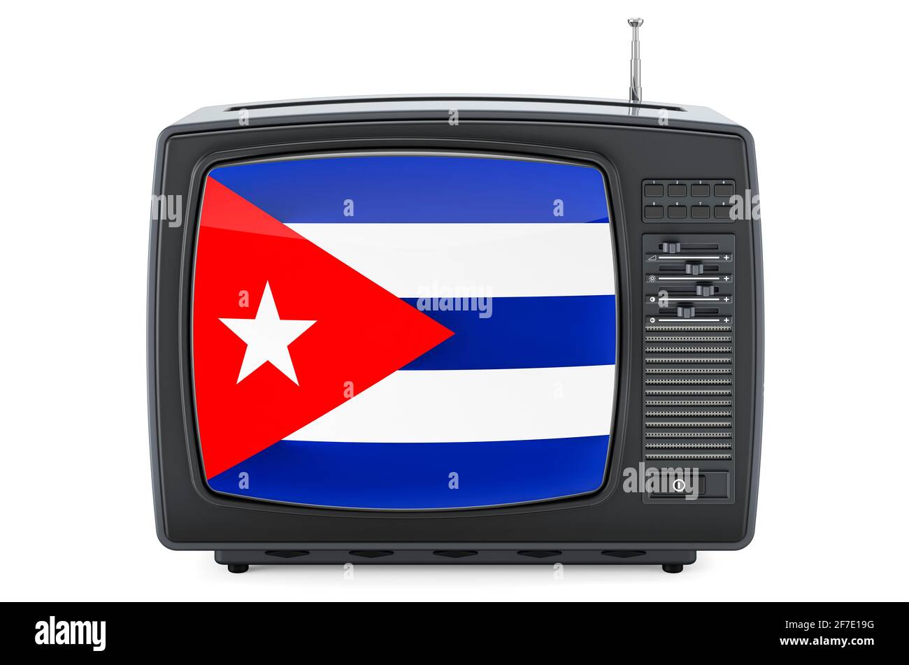Cuban Television concept. TV set with flag of Cuba. 3D rendering